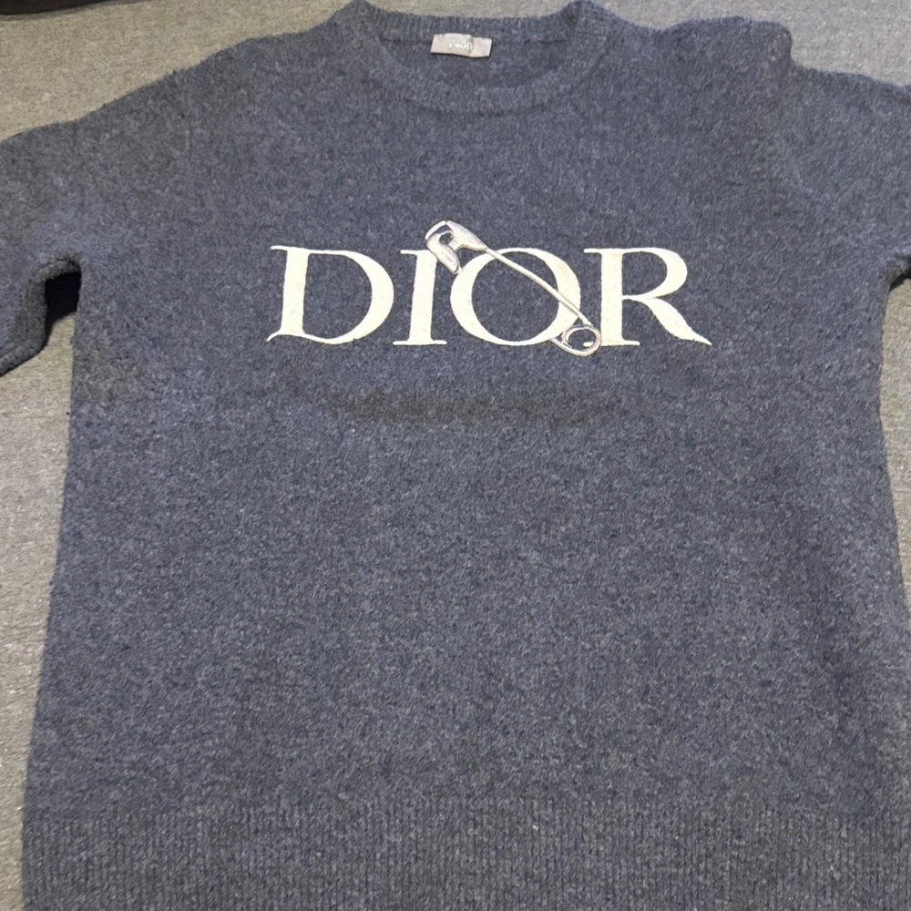 Dior Men's Heathered Blue Crewneck Sweater
